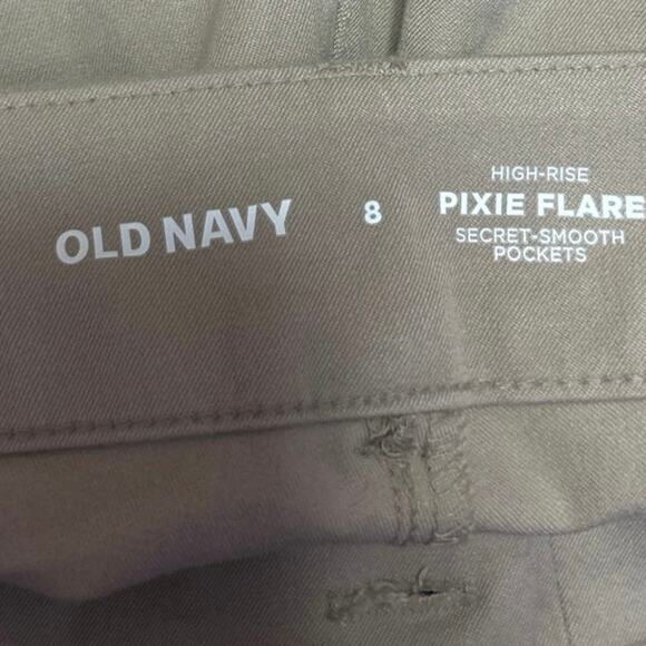 NEW Old Navy Pixie Flare Beige Khaki High Rise Bootcut Chino Trousers Pants Sz 8 - Picture 4 of 6